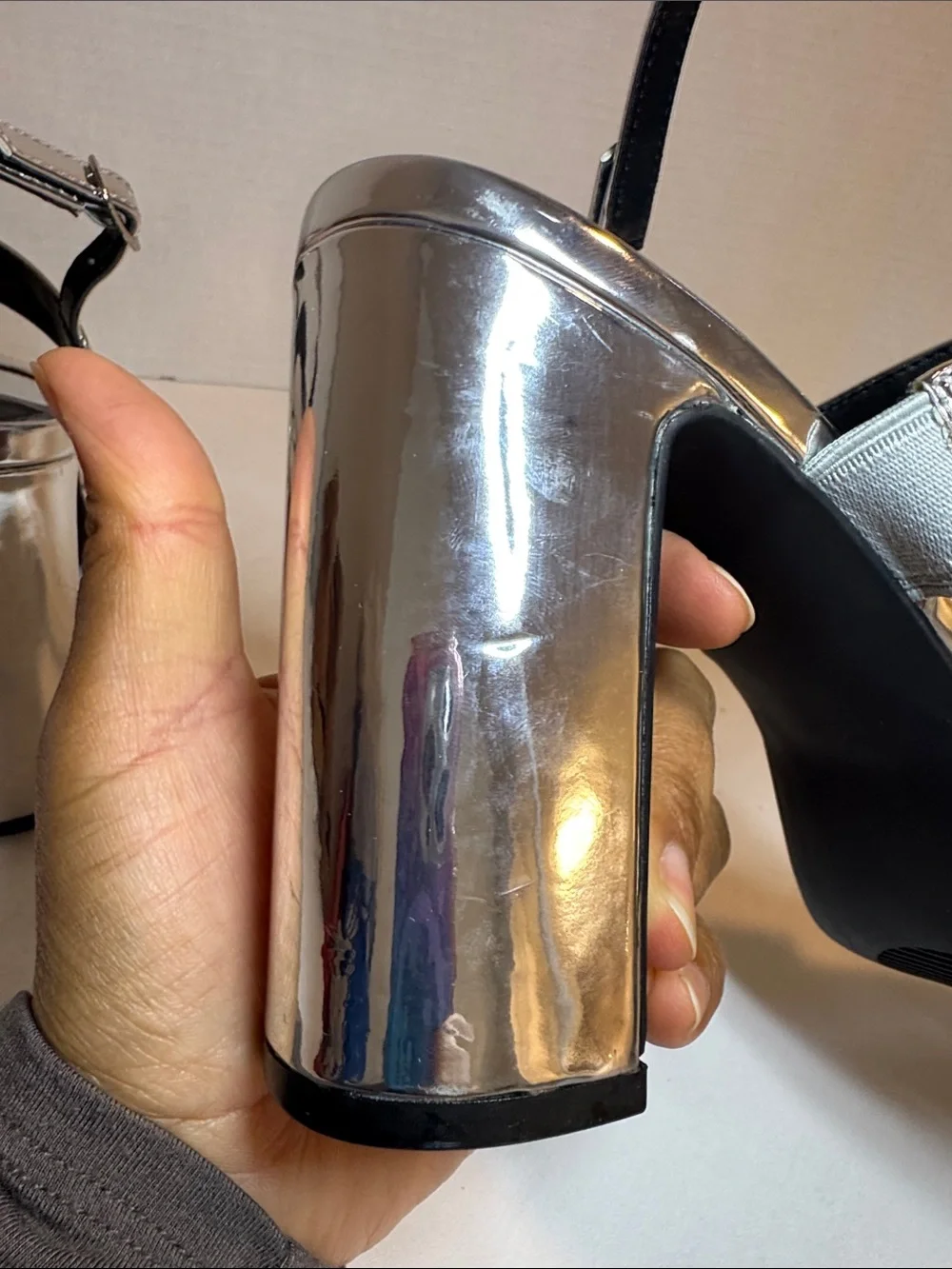Anne Klein Chrome Metallic Platform Sandals